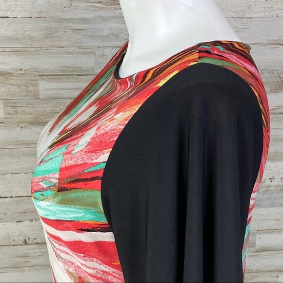 Fenn Wright Manson Floral Dress Womens Size 12 Black Coral Vibrant Shift - Picture 6 of 13